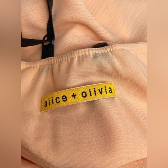 Alice + Olivia Kirby Slip Dress Chiffon w/Leather Straps S - Picture 4 of 6